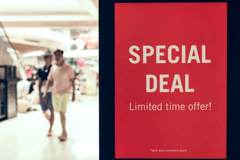 Offers - man walking inside mall collage