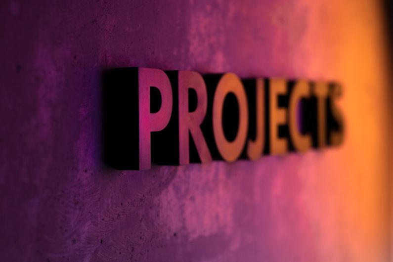 Projects - Projects text on pink and orange